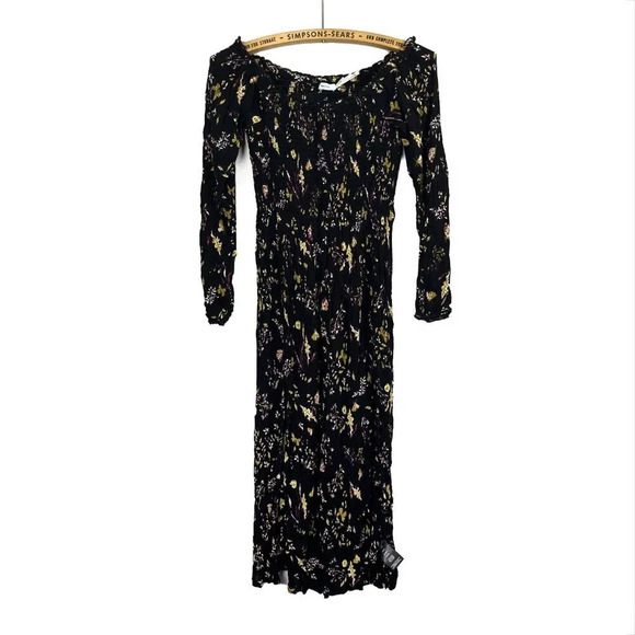 Kimchi Blue Womens XS Black Dark Floral Midi Dress Witch Halloween Costume Fall - Picture 1 of 5